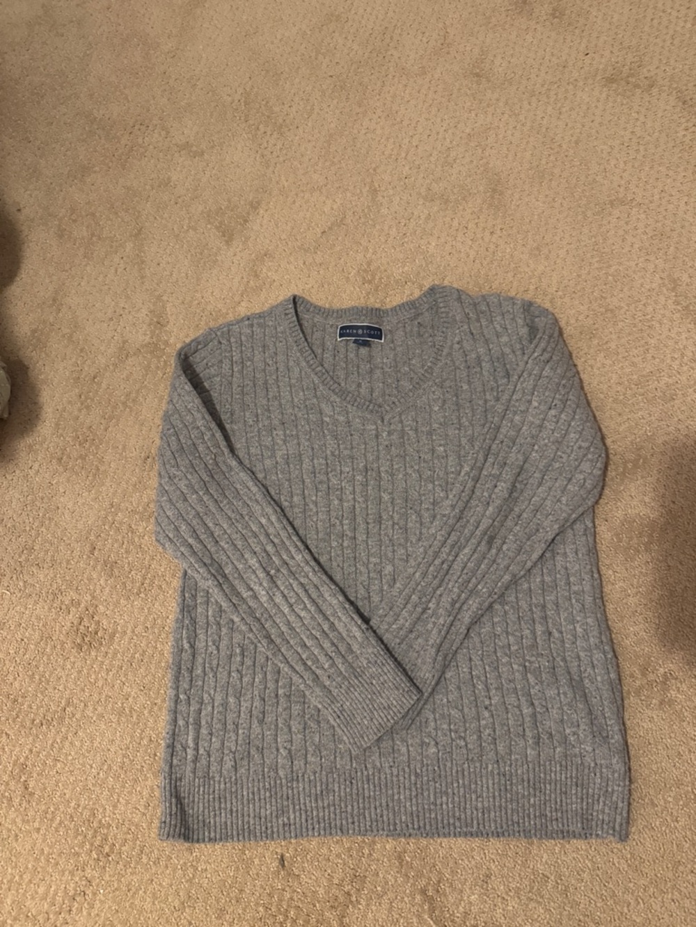 Karen Scott Men's Gray Ribbed V‑Neck Sweater